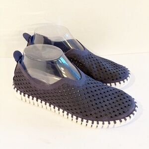 Ilse Jacobsen Tulip Navy Perforated Slip On Sneakers Size 38 US 7.5-8